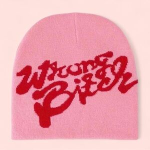 Pink and Red Graphic Beanie